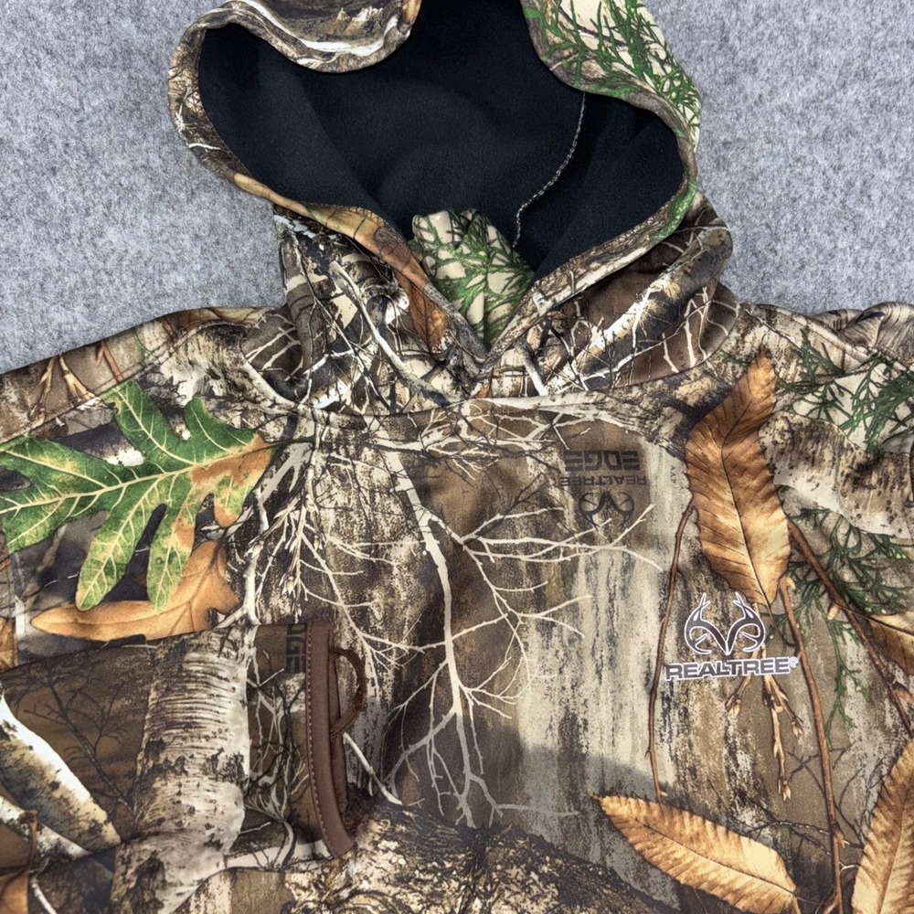 Realtree Edge Camo Hoodie Kids Large 10-12 Brown Long Sleeve Hunting Performance